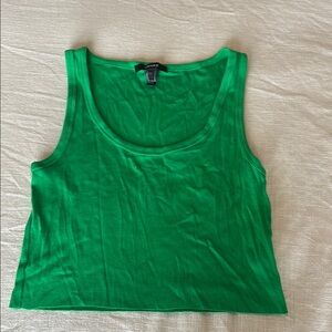 Forever 21 Green Fitted Crop Tank Top